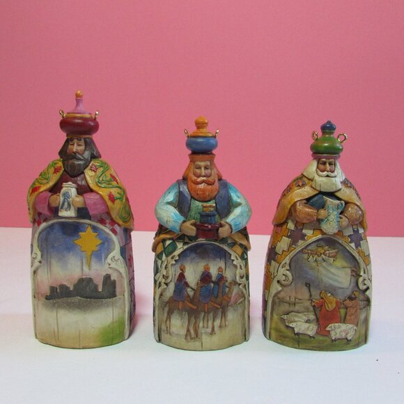 set of 3 wise men Jim Shore Heartwood Creek Christmas ornaments 2004 - Picture 2 of 8